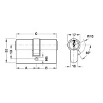 CILINDRO HAFELE 80MM MODELO EUROPEU DUPLO 6 PINOS FOSCO