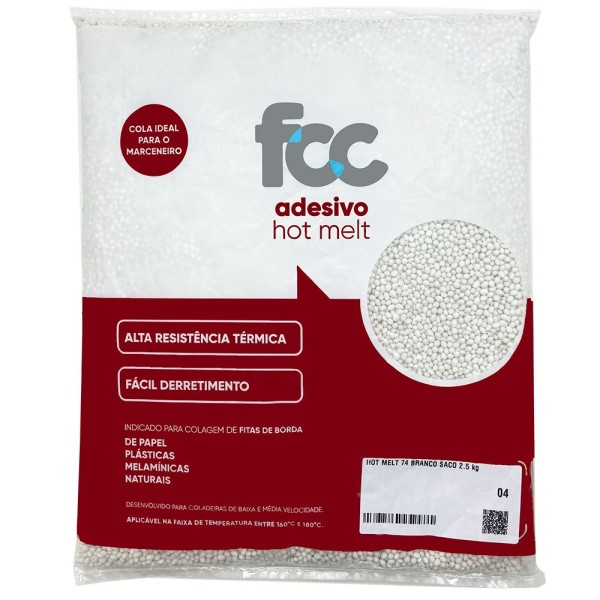 COLA GRANULADA FCC HOT MELT 74 BRANCA 2,5KG BAIXA TEMPERATURA