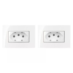 CONJUNTO C/2 TOMADAS MARGIRIUS SLEEK MÓVEL 65X45MM BRANCO