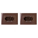 CONJUNTO C/2 TOMADAS MARGIRIUS SLEEK MÓVEL 65X45MM MARROM