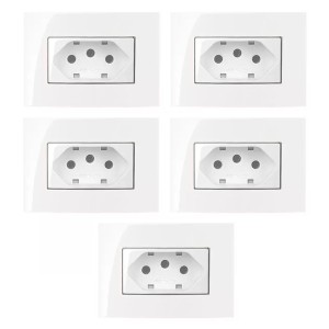 CONJUNTO C/5 TOMADAS MARGIRIUS SLEEK MÓVEL 65X45MM BRANCO