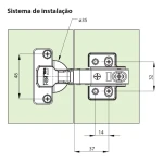 DOBRADIÇA CANECO 35MM FGVTN CALÇO FIXO AMORTECEDOR CURVA