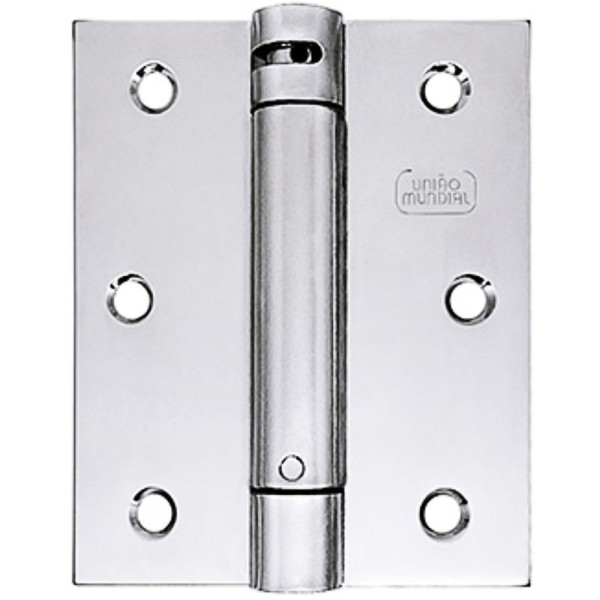 DOBRADIÇA COM MOLA FECHAMATIC 3.5 X 3 CROMADA UNIÃO MUNDIAL