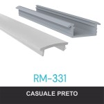 FARDO PERFIL ALUMÍNIO ROMETAL LED EMBUTIR RM-331 3 MT PRETO C/DIFUSOR
