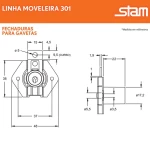 FECHADURA PARA GAVETA STAM CURTA 301 PRETA 22MM