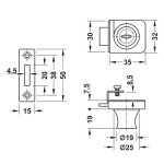 FECHADURA PARA VIDRO HAFELE CROMADA 4MM - 8MM