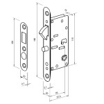 FECHADURA PORTA CORRER 1391 BANHEIRO BICO PAP. CROMADO C/RED