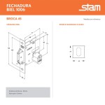 FECHADURA PORTA CORRER BIEL 1006 SIMPLES QUADRADA CROMADA