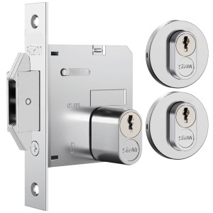 FECHADURA PORTA CORRER BIEL 1006 SIMPLES REDONDA INOX POLIDO