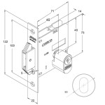 FECHADURA PORTA CORRER BIEL 1006 SIMPLES REDONDA INOX POLIDO