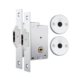 FECHADURA PORTA CORRER STAM BASEL 1008 DUPLA REDONDA INOX
