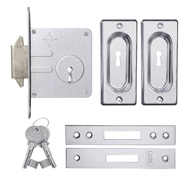 FECHADURA PORTA CORRER INTERNA 45MM CONCHA CROMADA UNIÃO MUNDIAL