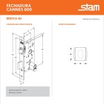 FECHADURA ROLETE STAM LYON 803 QUADRADA INOX POLIDO
