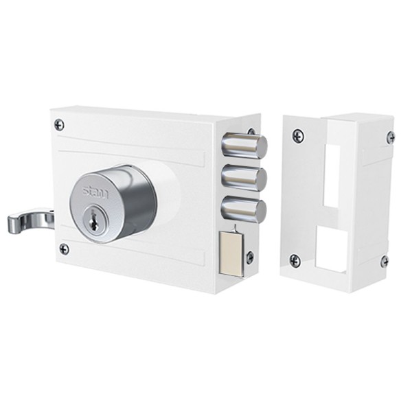 FECHADURA SERRALHEIRO SOBREPOR STAM 3 PINOS 701/100 BRANCO