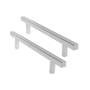 KIT C/2 PUXADOR MÓVEIS INOX HASTE QUADRADA POLIDO 384MM