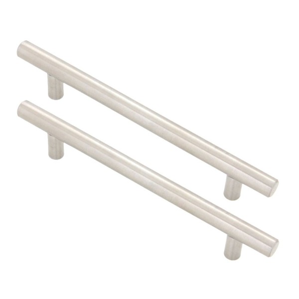 KIT C/2 PUXADOR MÓVEIS INOX HASTE REDONDA ESCOVADO 160MM