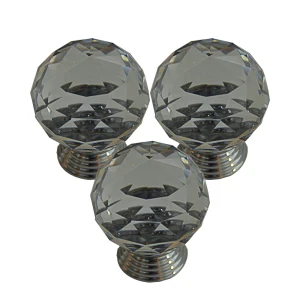 KIT C/3 PUXADOR MÓVEIS CRISTAL 30MM TF6000 BOLA CROMADO