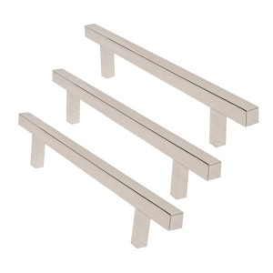 KIT C/3 PUXADOR MÓVEIS INOX HASTE QUADRADA ESCOVADO 160MM