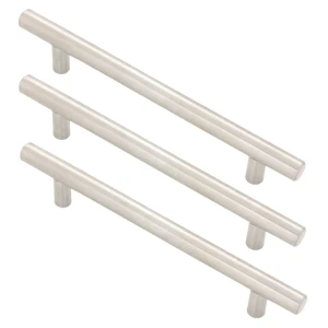 KIT C/3 PUXADOR MÓVEIS INOX HASTE REDONDA ESCOVADO 96MM