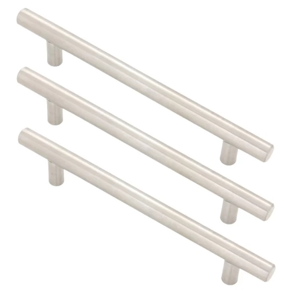 KIT C/3 PUXADOR MÓVEIS INOX HASTE REDONDA ESCOVADO 288MM