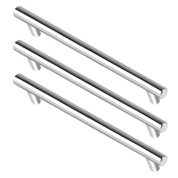KIT C/3 PUXADOR MÓVEIS INOX HASTE REDONDA POLIDO 160MM