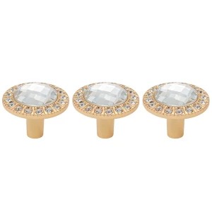 KIT C/3 PUXADOR MÓVEIS PONTO TRENTINO REDONDO 30MM DOURADO