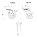 KIT C/3 RODÍZIOS GEL ROLAMENTO 50MM SEM FREIO RODA CHATA