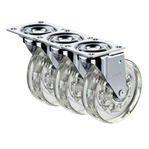 KIT C/3 RODÍZIOS GEL ROLAMENTO 75MM SEM FREIO RODA CHATA