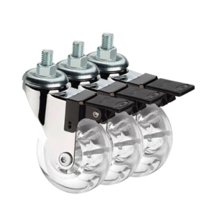 KIT C/3 RODÍZIOS SILICONE PINO ROSCA 3/8 50MM COM FREIO