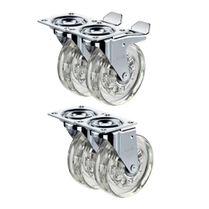 KIT C/4 RODÍZIOS GEL ROLAMENTO 75MM RODA CHATA