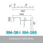 KIT PERFIL ALUMÍNIO ROMETAL DOMINUS RM-264/265 6 MT NATURAL
