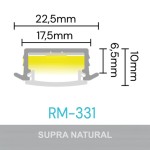 KIT PERFIL ALUMÍNIO ROMETAL LED EMBUTIR RM-331 3 MT NATURAL C/DIFUSOR