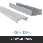KIT PERFIL ALUMÍNIO ROMETAL LED SOBREPOR RM-329 3 MT PRETO C/DIFUSOR