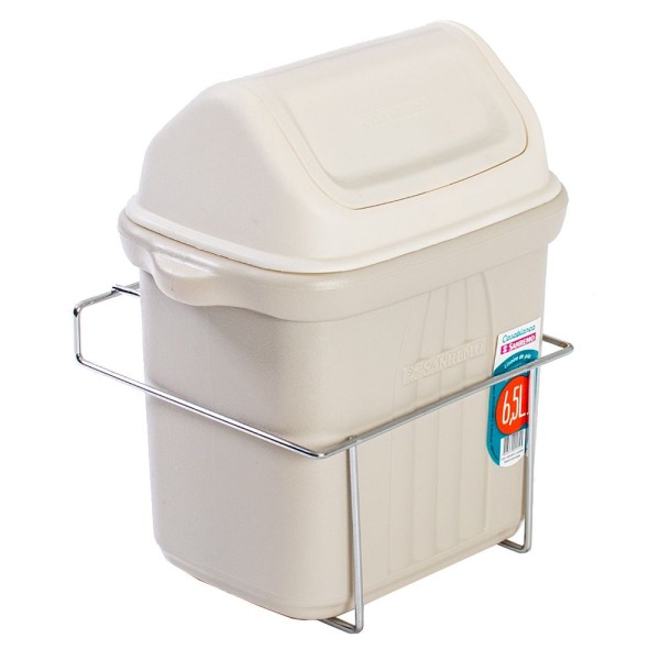 LIXEIRA FIXAR PORTA CROMOZINCO SIMPLES C/BALDE 6.5LT