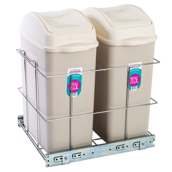 LIXEIRA TELESCÓPICA CROMOZINCO DUPLA C/BALDE 20.5LT