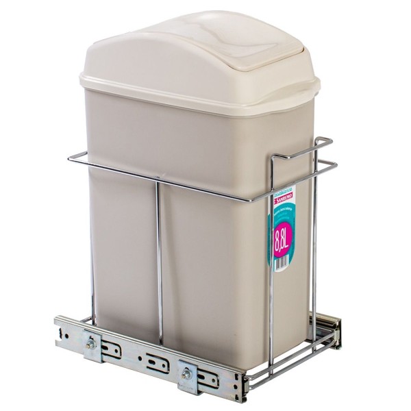 LIXEIRA TELESCÓPICA CROMOZINCO SIMPLES C/BALDE 8.8LT