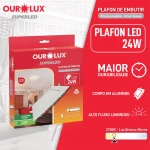 LUMINÁRIA PLAFON SUPERLED EMBUTIR 24W 2700K QUADRADO