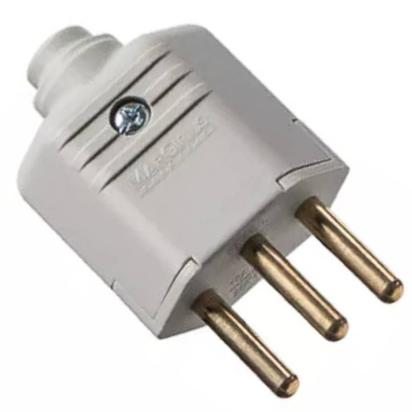 PLUGUE MACHO MARGIRIUS RETO 2P+T 10A CINZA