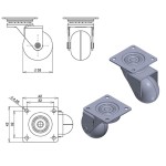 RODÍZIO SILICONE RENNA 50MM SEM FREIO