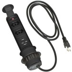 TORRE MULTIPLUG RENNA/PIX 2 TOMADAS + 2 USB RETRÁTIL PRETA